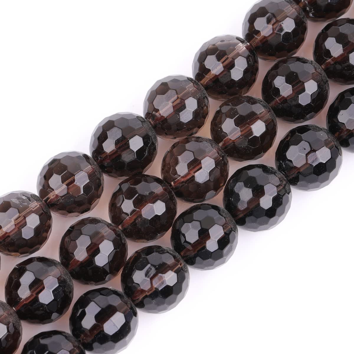 Sweet & Happy Girl's Store 10mm Round Faceted Smoky Quartz Beads Strand 15 Inch Jewellery Making Beads