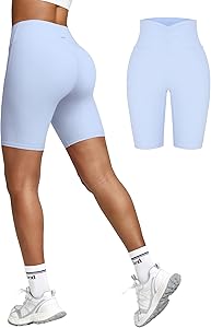 BRXL V Ruched Biker Shorts for Women 8" No Front Seam High Waist Yoga Workout Gym Shorts with Inner Pocket