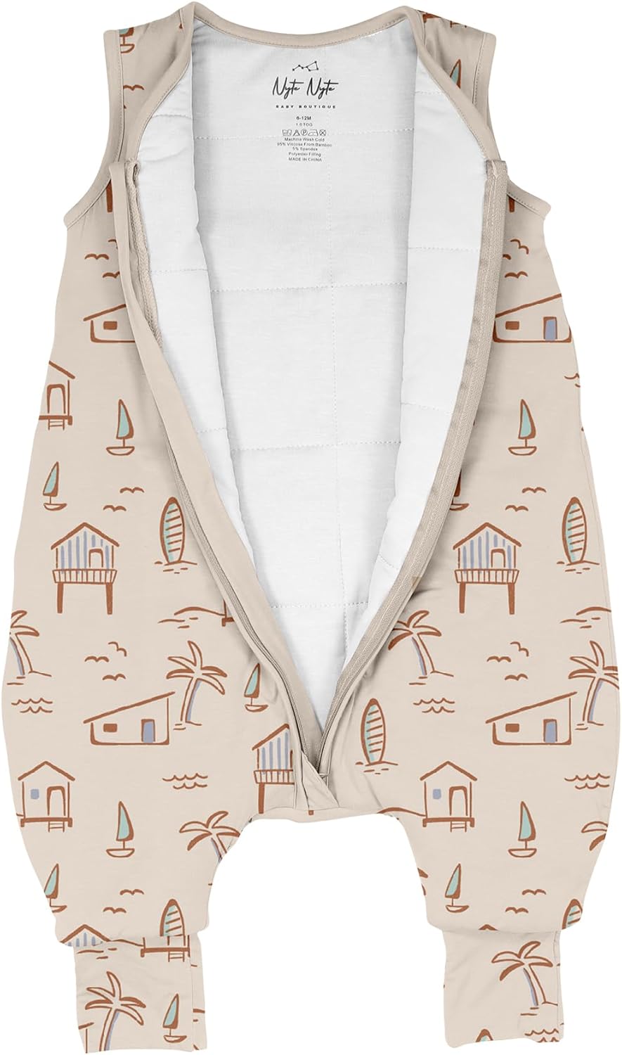 Nyte Nyte Baby - 1.0 TOG Malibu Sand, 3-4T, Sleeveless Sleep Sack, Soft Baby & Toddler Sleeping Sack, Breathable Sleep Sack with Adjustable Feet Cuffs & Anti-Slip Grip