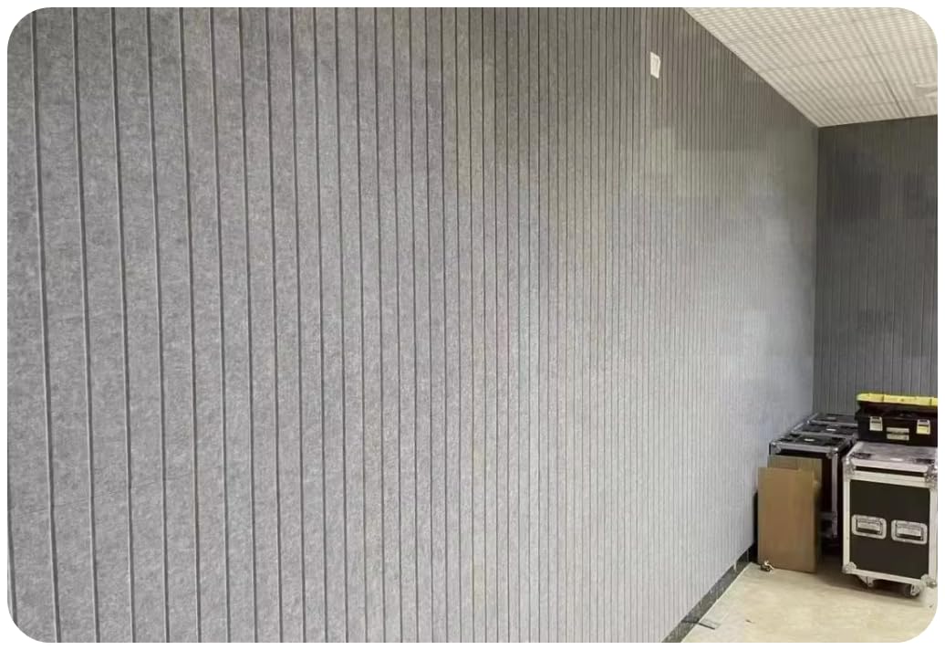 DECCART Samoprzylepne Panele Ścienne Filcowe 120x60 cm - Tablica Korkowa - Panel Ścienny 3D - Płyty Ścienne - Ścianka Lamelowa - Jasnoszary
