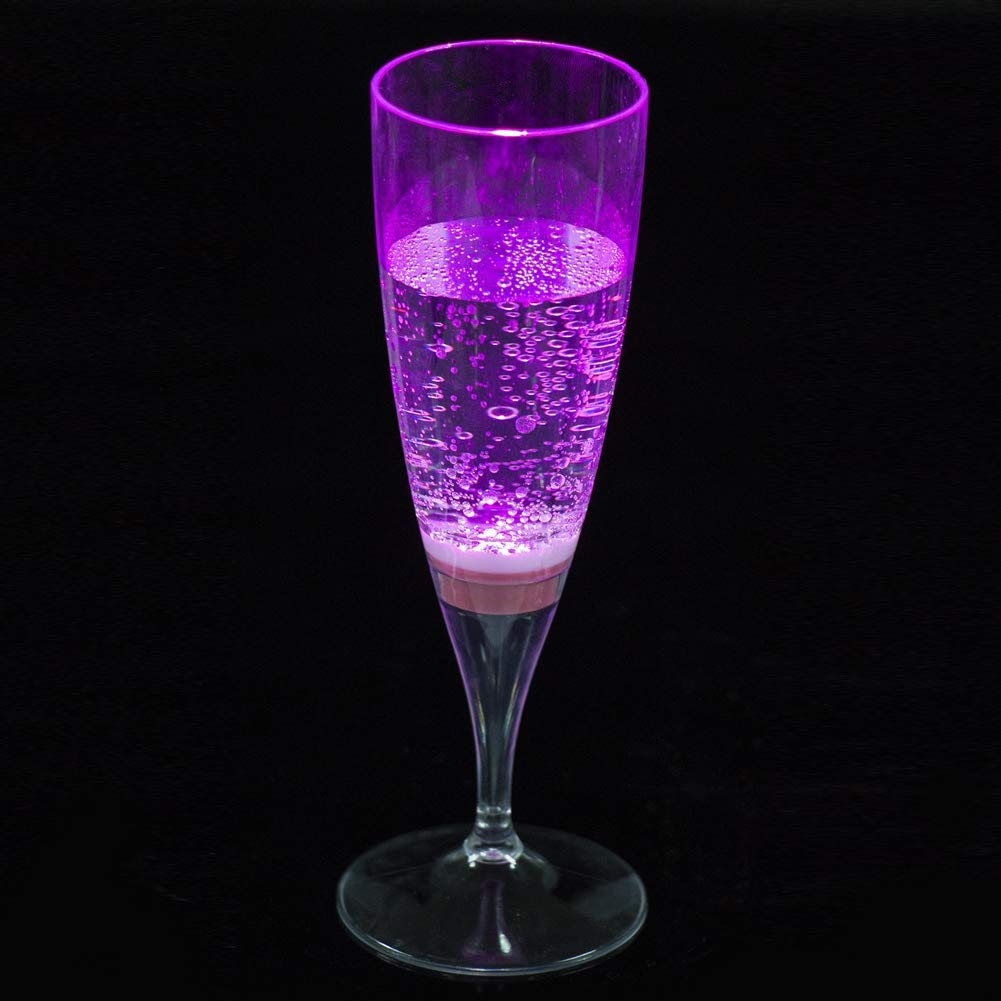 Lot de 6 flûtes à champagne Display Promotion avec lumière LED activée par liquide