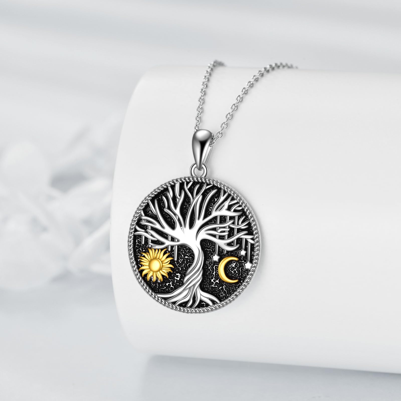 VONALA Marienkäfer/Schmetterling/Sonne und Mond/Senfsaat Rundes Halsband Sterling Silber Anhänger Schmuck für Männer Frauen