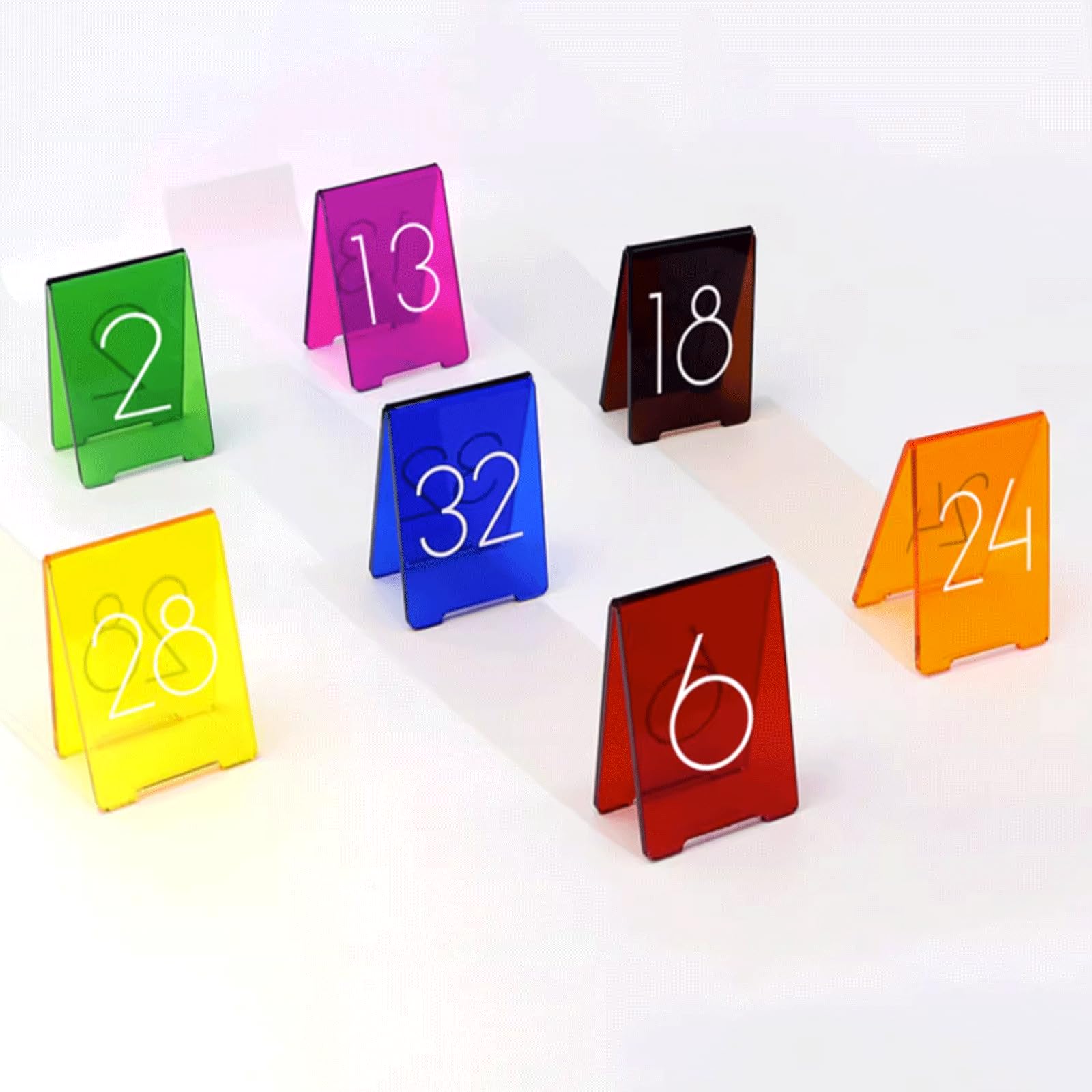Mini Soporte para Menú De Mesa De Acrílico Translúcido, 6 Piezas, Soporte para Números De Mesa Multicolor, Tarjetas De Lugar Acrílicas para Comedor, Restaurante (Amarillo 13)