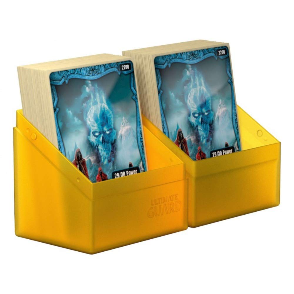 Ultimate Guard Ultimate Guard Boulder 80+ Classic, Deck Case for 80 Double-Sleeved TCG Cards, Amber, Secure & Durable Storage for Trading Card Games, Soft-Touch Finish in use