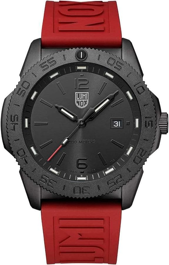 Amazon | Luminox パシフィックダイバー 44mm ブラック レッドラバー