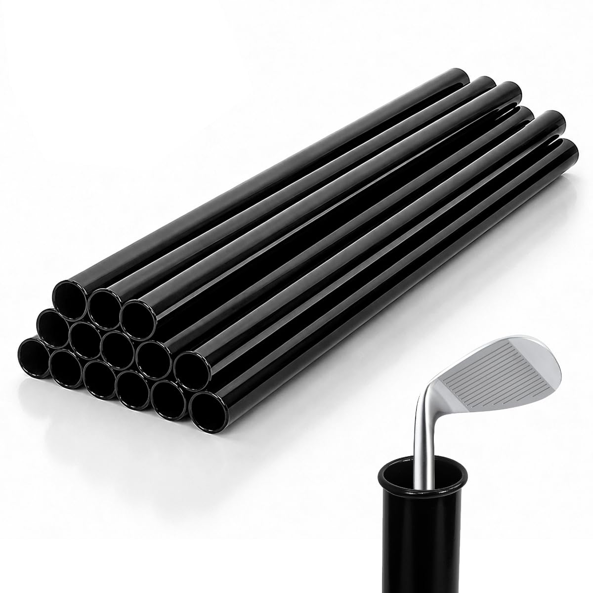 Photo 1 of HOW TRUE Golf Black Plastic Golf Club Tube 1.5 Inch 14 Pack, Golf Bag Tube - Keeps Clubs Organised, Golf Bag Accessories for Men