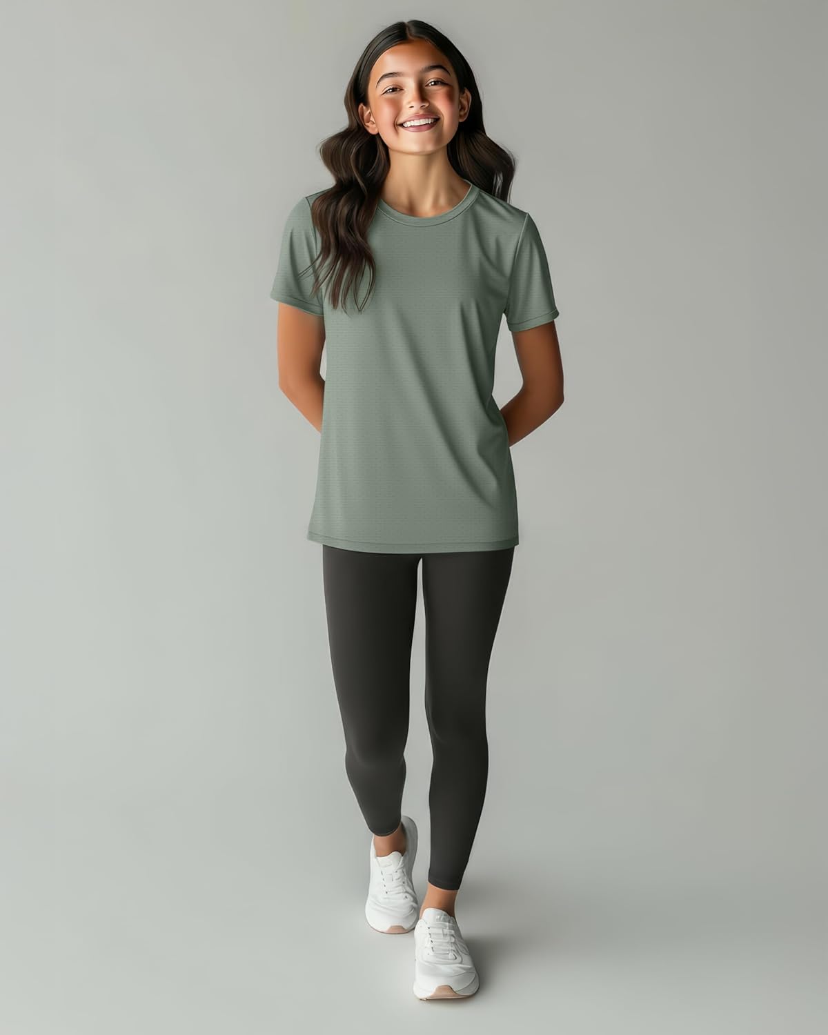 Real Essentials 5 Pack: Girls Short Sleeve Breeze Tech Athletic Shirts – Moisture-Wicking Sports, Gym, Workout & Dance, Tees