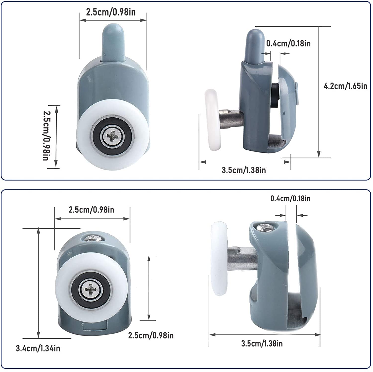 Rotelline Box Doccia 8 Pezzi - Rulli Sostituzione Per Porte Vetro, Diametro 23mm