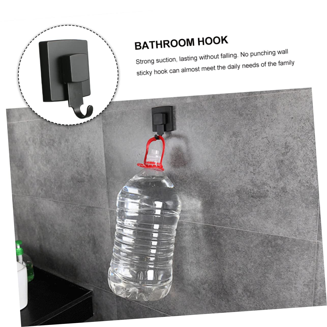 3 Piezas Sin rastro de gancho colgadores de cuadros resistentes gancho de ventosa s adhesivos para cuadros toalleros para baño de succión Acero inoxidable Black