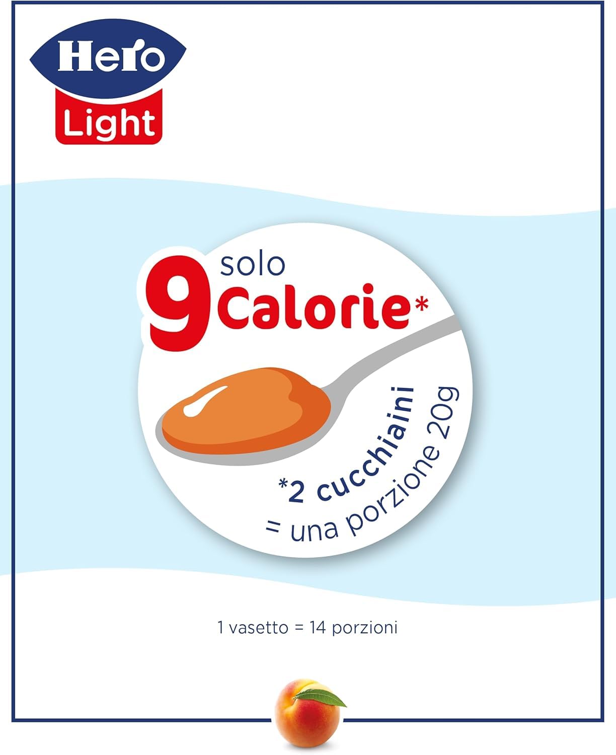 Hero Light Light Pêche Lot de 8 bocaux de 280 g, de confiture et de confiture supplémentaire, fruits de haute qualité, sans conservateurs et sans colorants, Italian Gourmet polpa 400 g