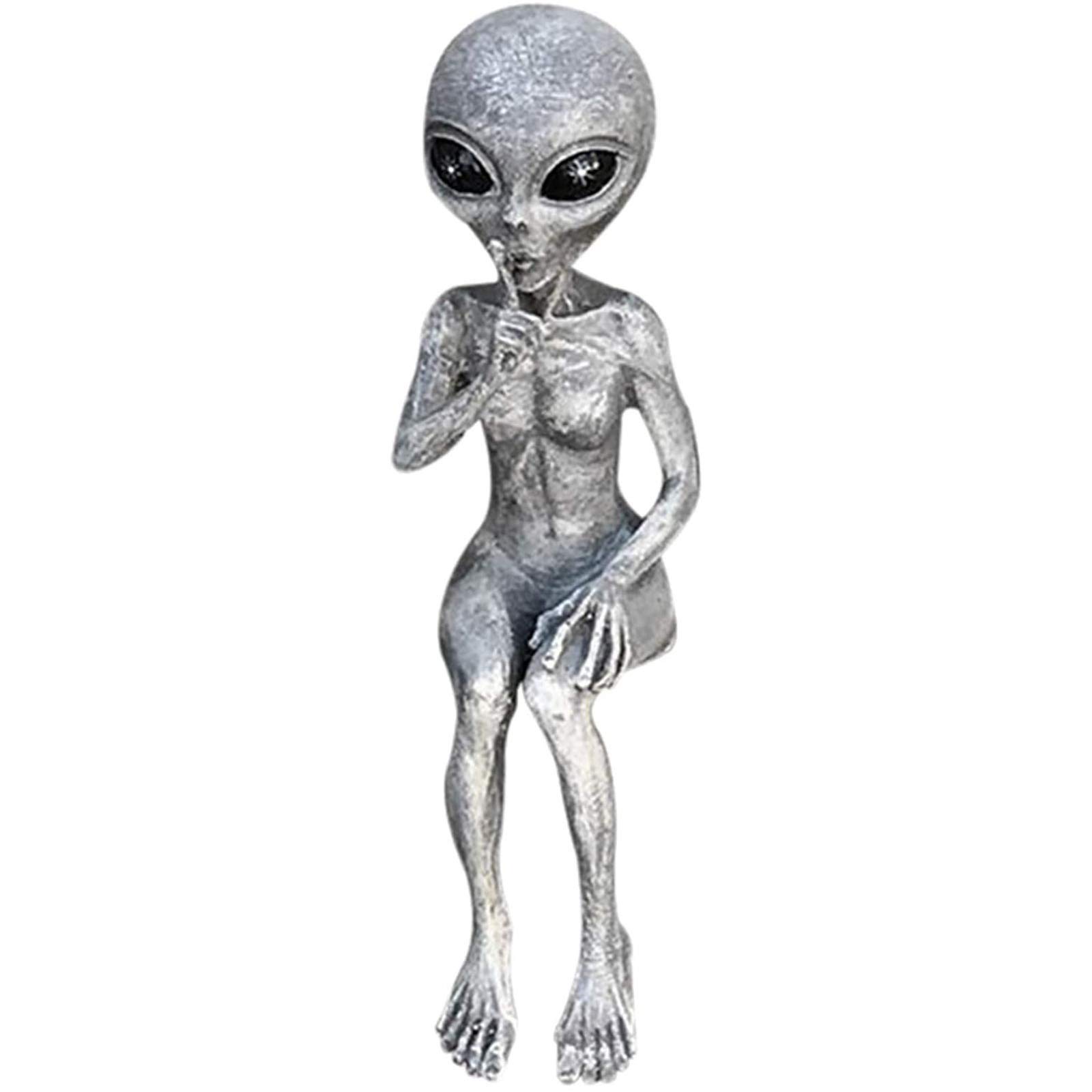WJBABJ Outer Space Alien Statue Martians Garden Figurine Set For Home Indoor Outdoor Ornaments Decorations Miniatures (Color : B 15cm)