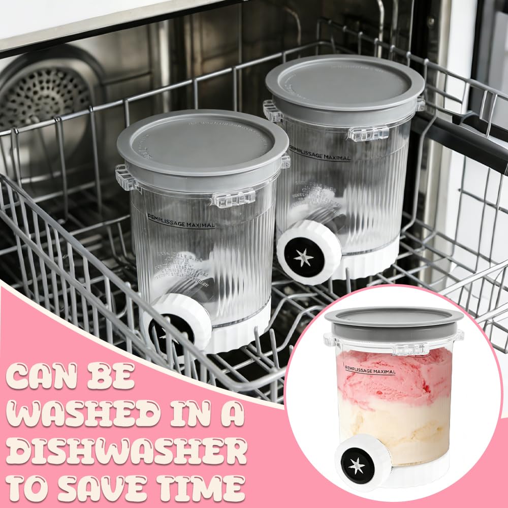 2 Stück Creami Behälter für Swirl, Creami Swirl Kompatibel mit NC700 NC701Eu Serie, Becher Eismaschine Zubehör 500ml Bpa-Frei und Spülmaschinenfest（Grau）