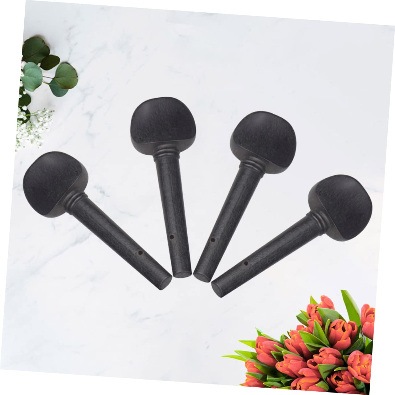 JOINPAYA 4PCS Ebony Wood Violin Tuning Pegs for String Instrument Accessories Durable and Elegant Replacement for Fiddler Easy Assembly with Pre Drilled