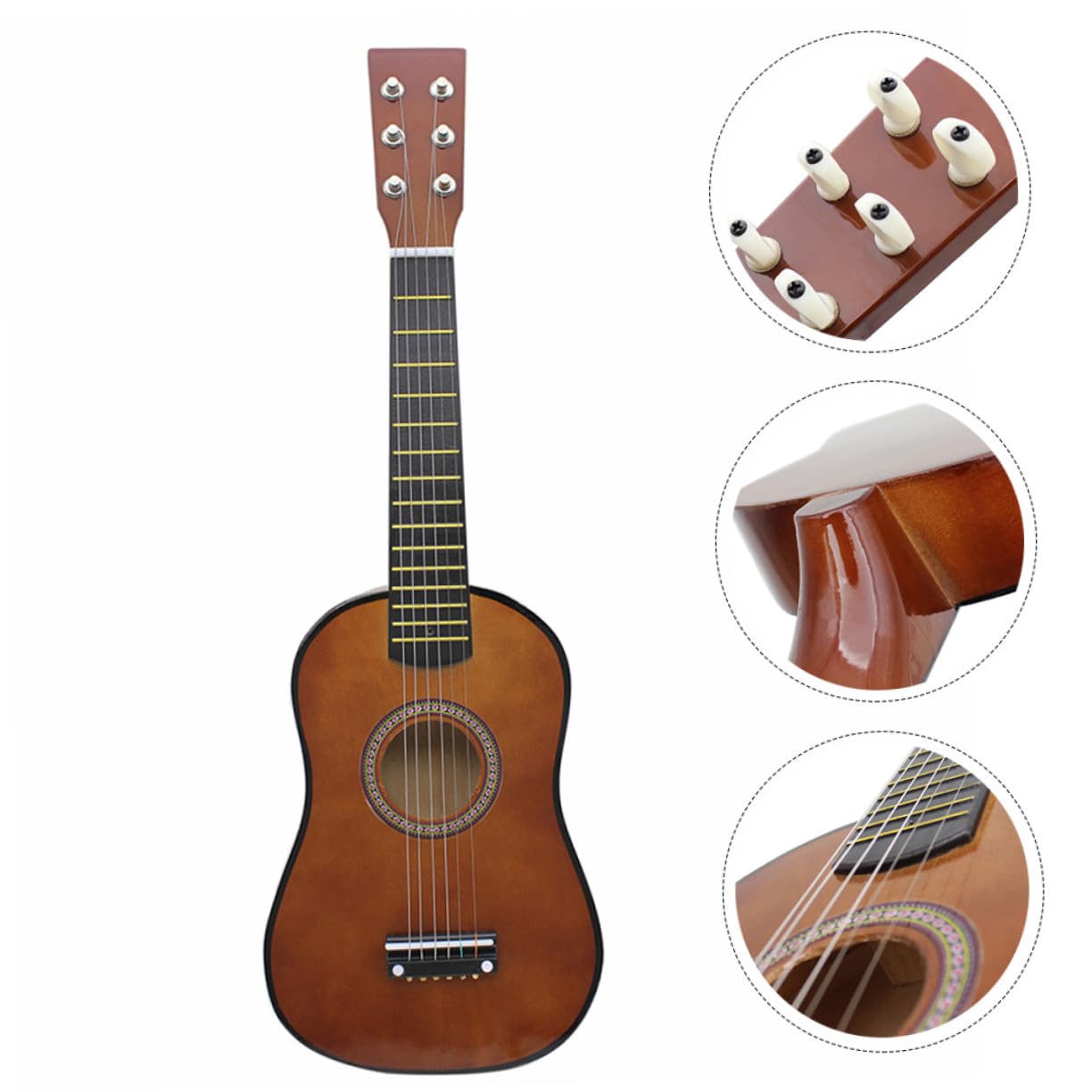 Chitarra per Principianti 23 Pollici in Legno Colore Caffè, Strumento Musicale Comodo da Impugnare Suono Nitido, per Ragazzo Ragazza e Principianti Colore Casuale