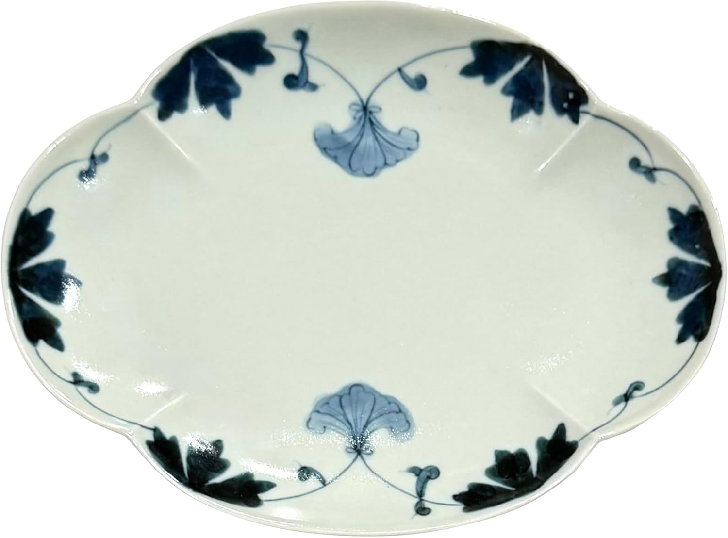 Arita Ware Dish Serving Dish, Hand-Painted Kinsen Seikyo, Old Dyed Peony, Wooden Gourmas, Oval Plate, Medium, Approx. 7.9 x 5.5 inches (20 x 14 cm)