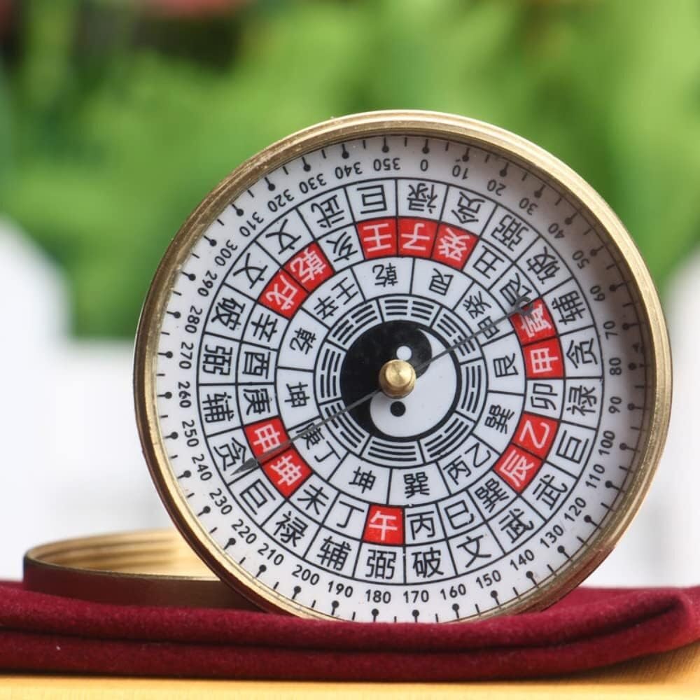 Ancien compas Feng Shui, outil de navigation Compas à huit diagrammes, fournitures de poche en cuivre de 4,5 centimètres