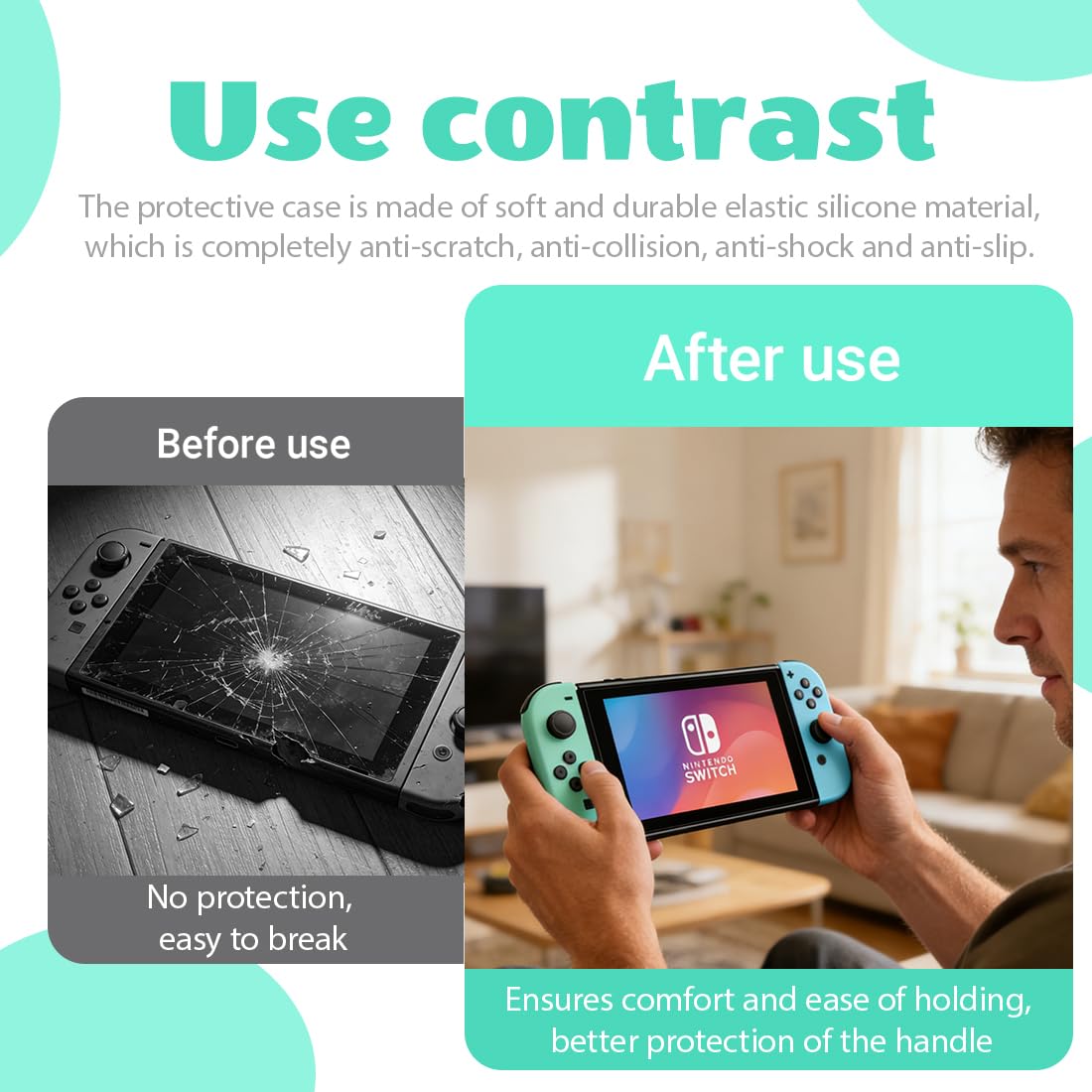 Quesuc 1 Paio Custodia Protettiva Per Nintendo Switch 2 Custodia In Silicone Custodia Per Sinistra Destra Antiscivolo Guscio Protettivo Per Nintendo Switch 2 Blu Verd - 5