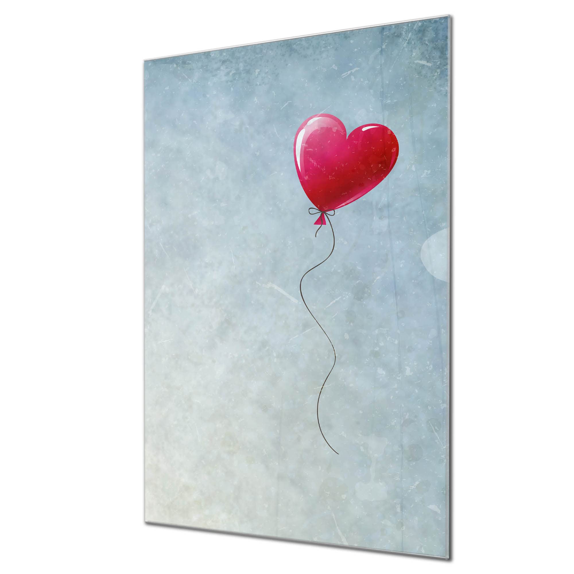 banjado Magnettafel Glas 40x60 mit Herzmotiv, beschreibbar | Persönliches Glasboard für Botschaften und Fotos, mit Motiv Herzballon voller Herzen