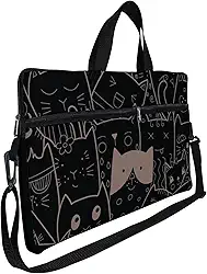 Case Capa Maleta Premium Para Notebook Laptop de 15,6 com Alça de Mão Alça de Ombro e Zíper Lateral - Gatinhos Pattern