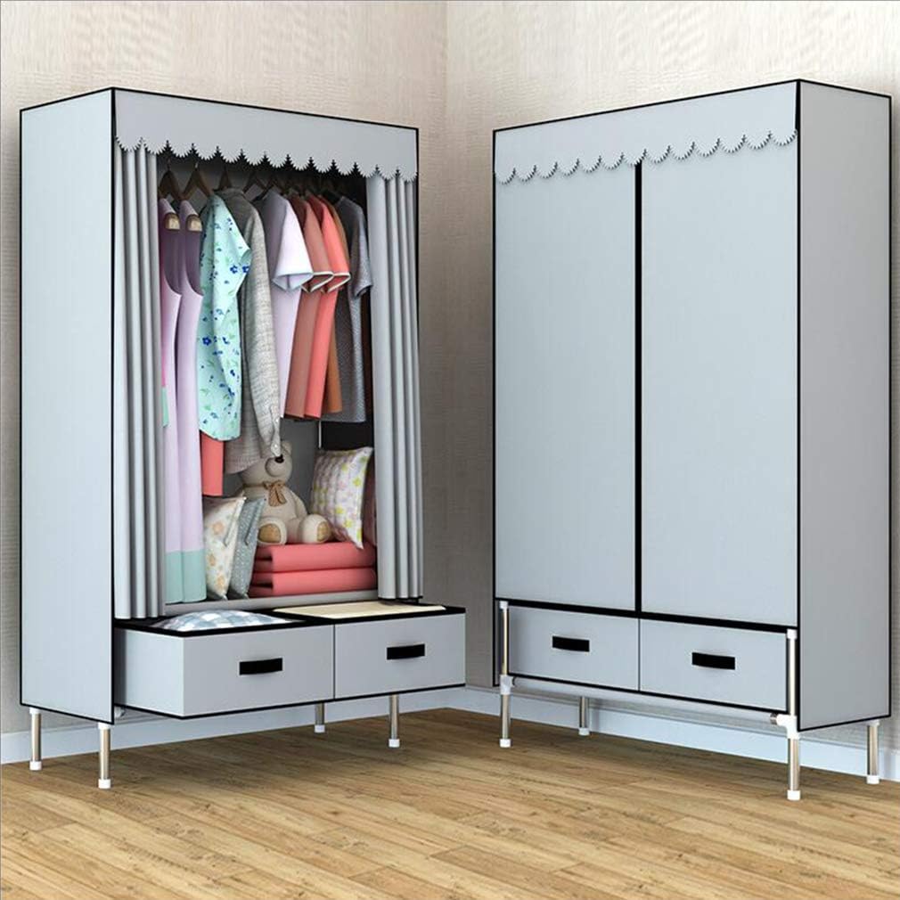 Cloth Wardrobe Clothes Closet, Portable Closet Wardrobe Storage Closet Standing Closet Fabric Cabinet Portable Wardrobe,Gray_82x45x168cm