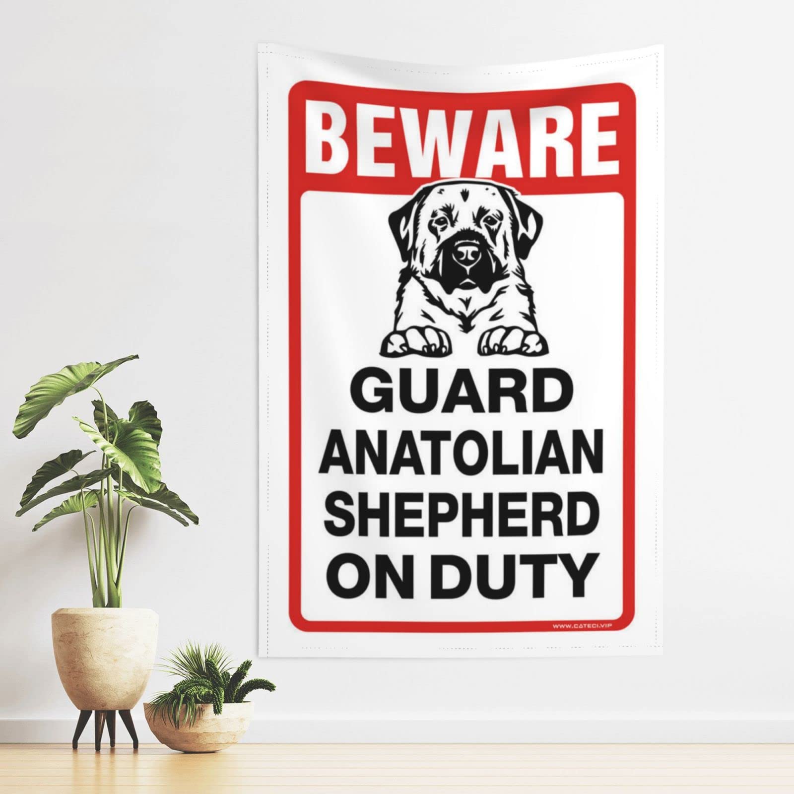 Pravoxi Boys One Color Bedroom Accessories Beware! Guard Anatolian Shepherd On Duty Tapestry Tapestry For Wall Tapestry With Words(75X100cm)