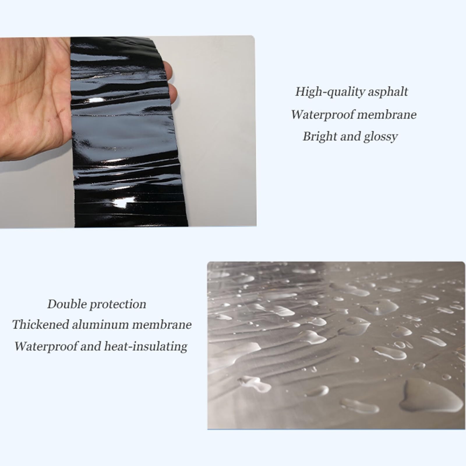 Cintae de Reparación de Tejados，Negro Rollo Adhesivo de Tela Asfáltica，Cinta Asfaltica Autoadhesiva,Cinta de Butilo Impermeable，para Reparación Techos,Goteras,Grietas(THK1.2mm/W0.3*L5m)