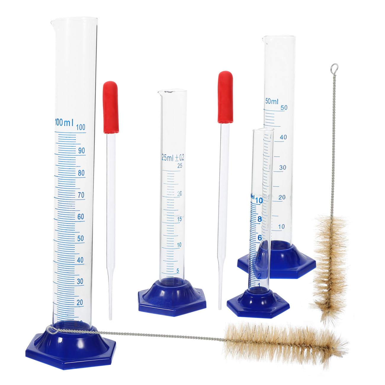 SOLUSTRE 2sätze Messzylinder Set Pipette Und Reinigungsbürsten Graduierte Zylinder Für Präzise Flüssigkeitsmessung Im Labor Und