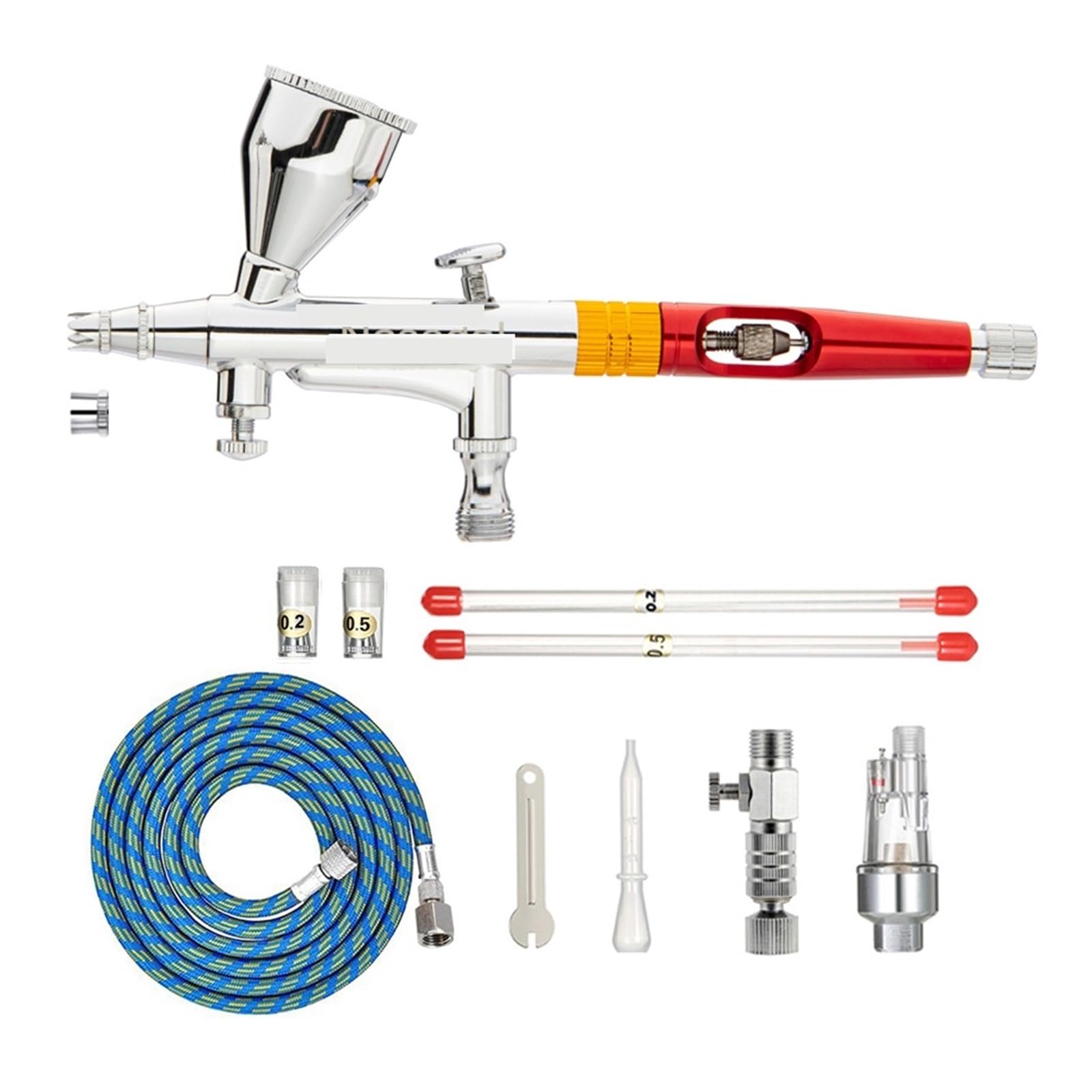 Juego de aerógrafo – Pistola de pulverización de doble acción para pintura, uñas, maquillaje y arte de tatuajes – Incluye boquillas de 0,2 mm, 0,3 mm y 0,5 mm – Herramienta de bricolaje