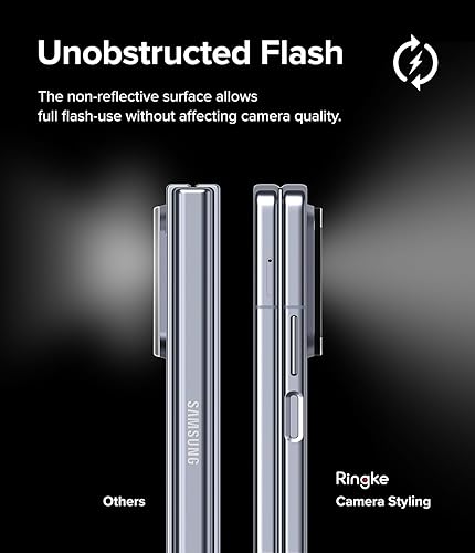 Miniatura 7 de Ringke Estilo de cámara elegante marco de aluminio compatible con protector de lente de cámara Samsung Galaxy Z Fold 5, cubierta protectora de metal