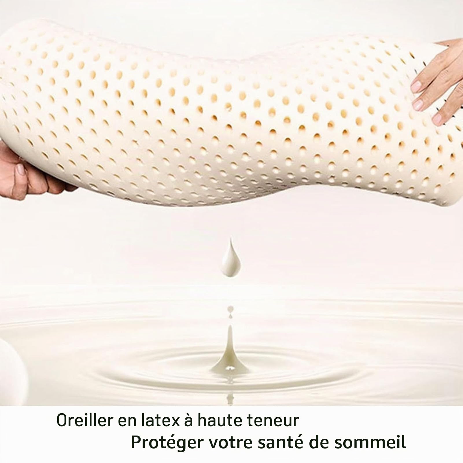 Oreiller 100% Latex Naturel Pur, Oreiller en Latex Biologique, Coussin en Latex Naturel, Oreiller en Latex 100% Naturel pour Dormir Confortable Toutes Positions,A