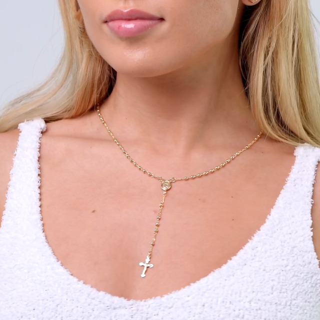Amazon.com: Barzel 18K Gold Plated Virgin Mary Rosary Bead Cross