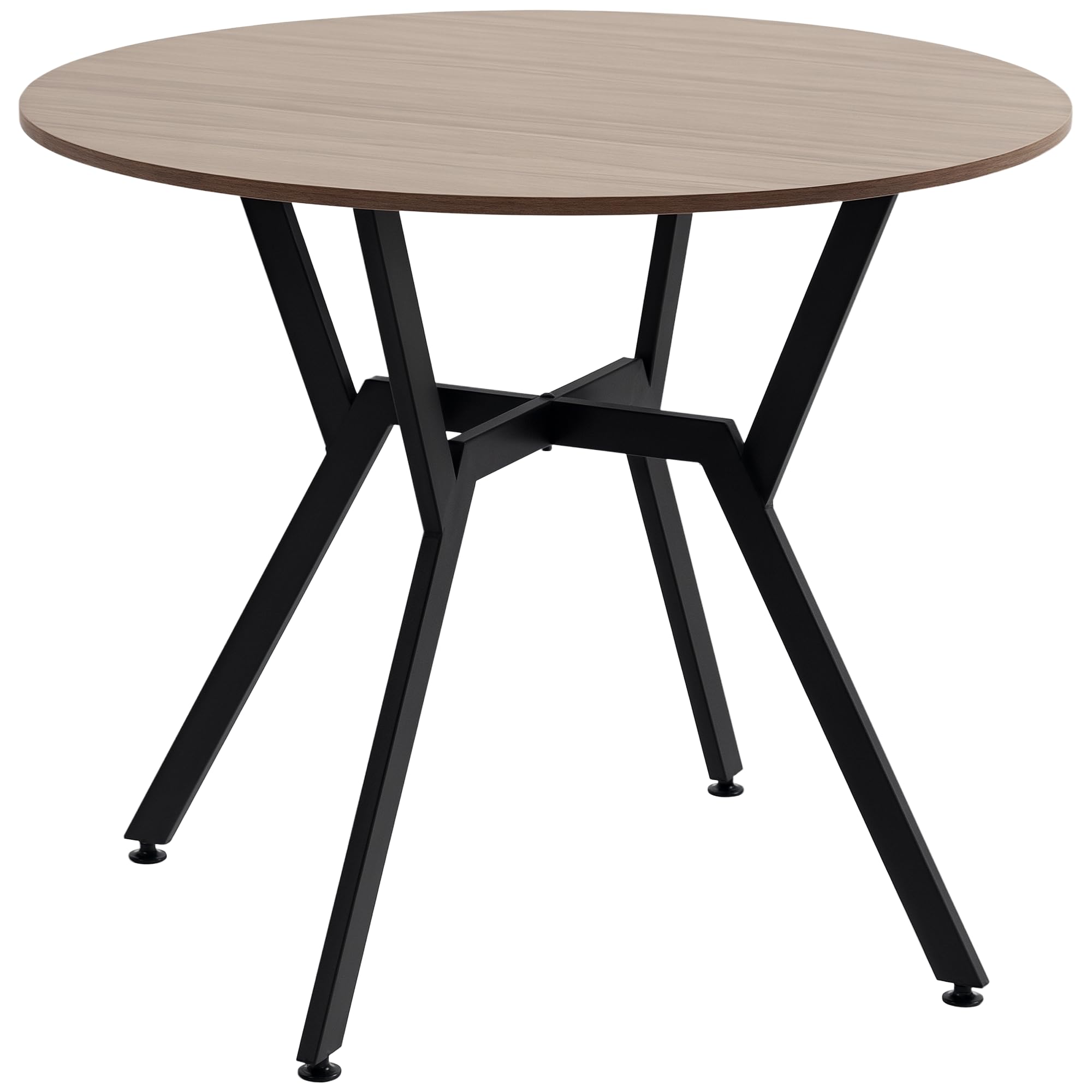 HOMCOM Mesa de Comedor Redonda Mesa de Cocina Industrial con Tapa de Madera y Marco de Acero para Salón Carga 60 kg Ø90x76 cm Marrón