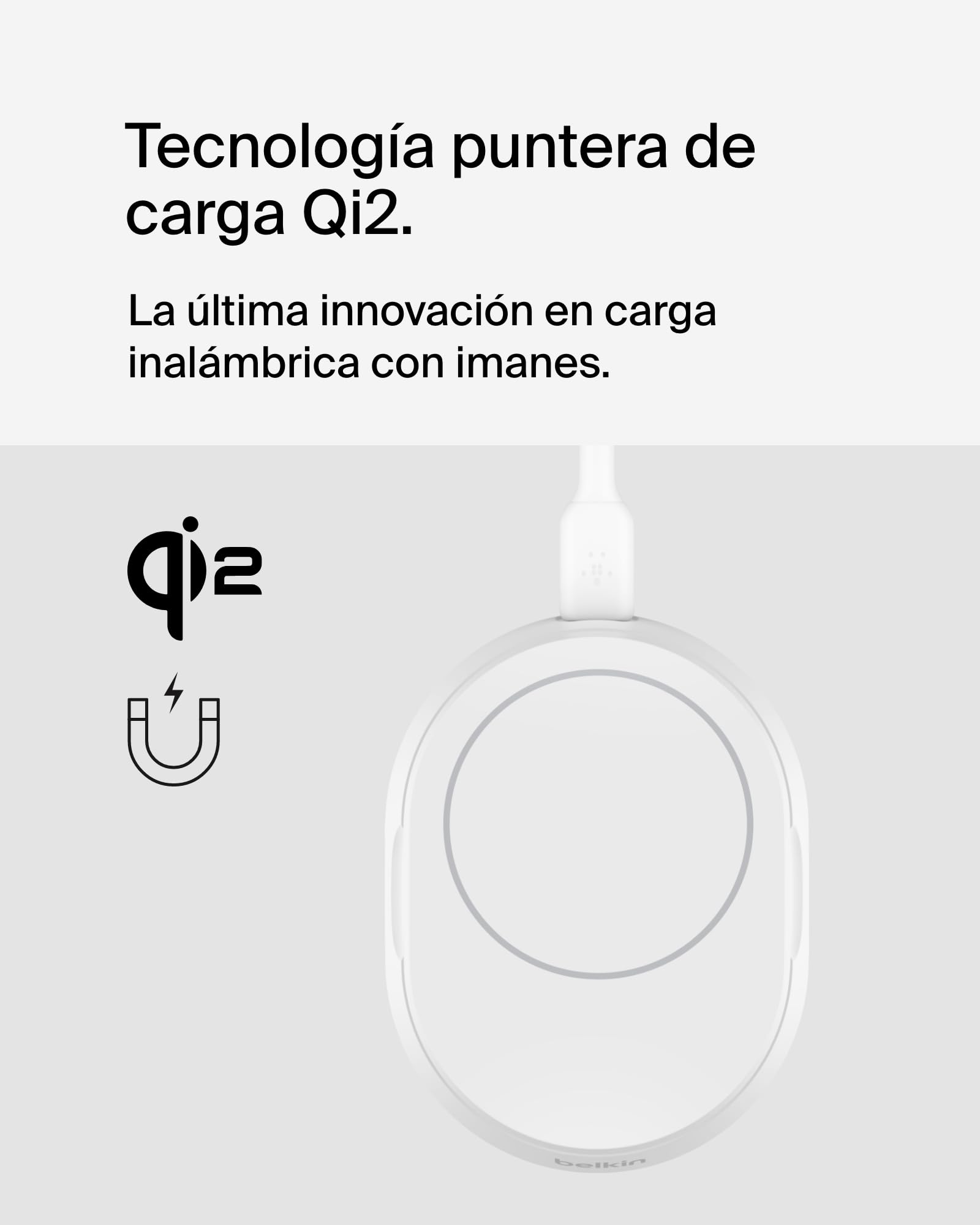 Belkin BoostCharge Pro Cargador Inalámbrico Qi2 compatible con MagSafe, Soporte de Carga Magnético rápido convertible de 15W, para Apple iPhone 17, Air, Pixelsnap, AirPods, Adaptador de 20W - Blanco