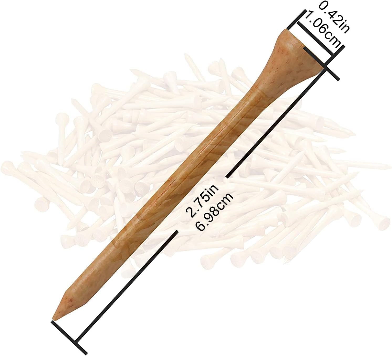 Tees de Golf Profesionales de bambú, un Paquete de 1000 Piezas, uñas de bambú Natural para Entrenamiento, 2.76 Pulgadas de Largo 0.5 cm de diámetro