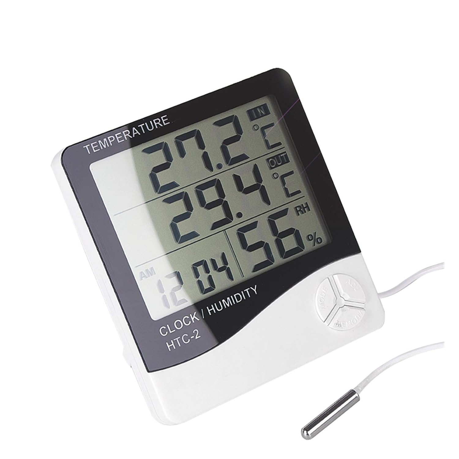 Thermohygrometer LCD Crystal Digital Thermohygrometer Indoor Outdoor Electronic Thermometer Hygrometer Weather Station Clock (Htc1 Indoor)