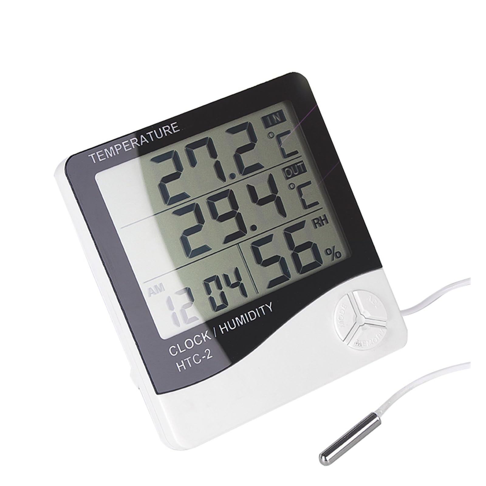 Termoigrometro LCD a Cristallo Digitale Termoigrometro Interno ed Esterno Termometro elettronico Igrometro Stazione meteorologica Orologio