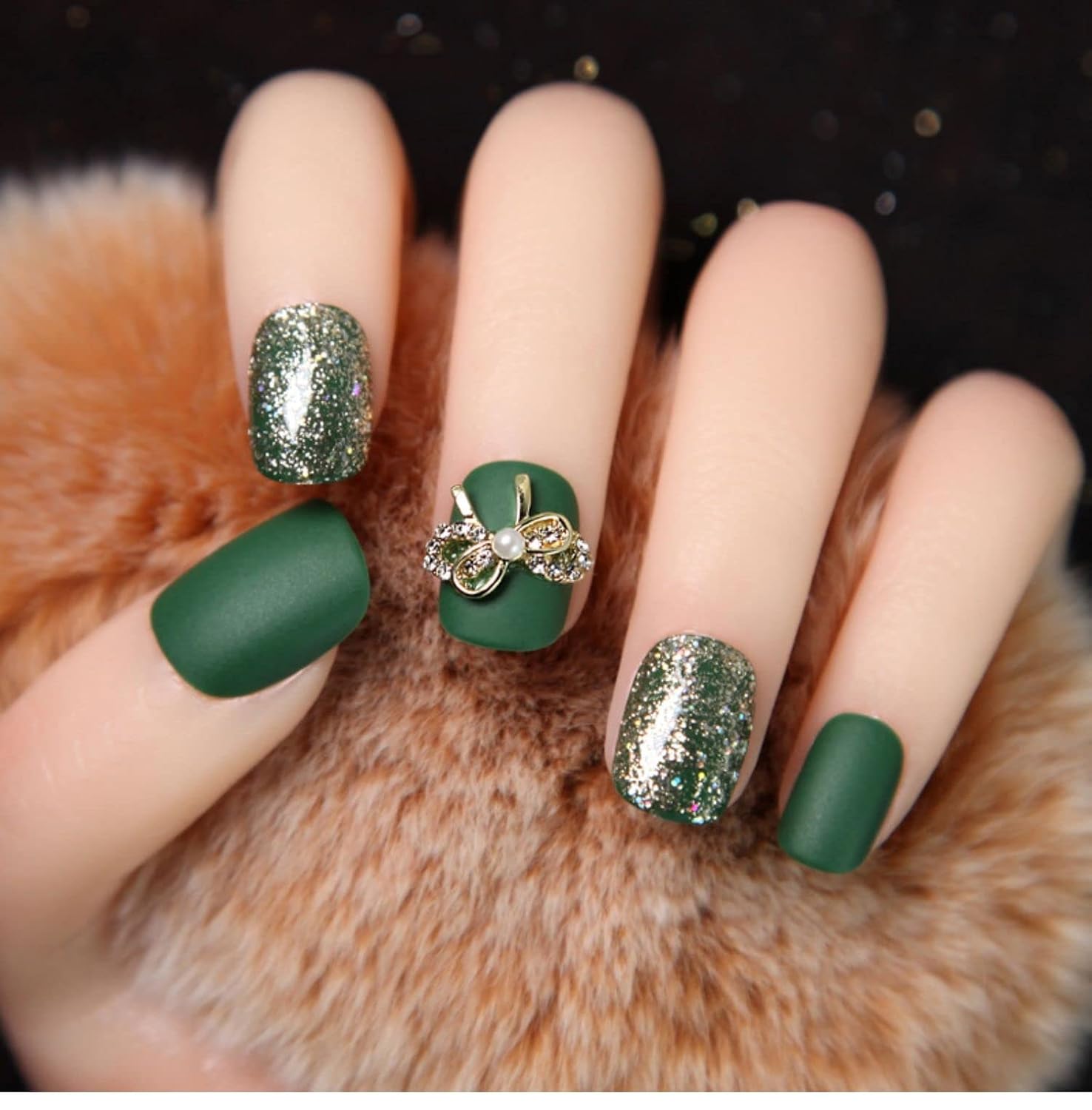 Matte Press False with Designs Set Square Fake Nails Art Full Cover Artificial Checked Short Nail Tips