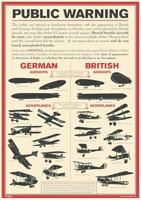 World War 1 Public Warning Aircraft Identification Poster - A3