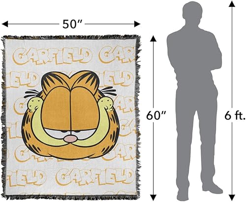 Miniatura 2 de LOGOVISION Garfield - Manta tejida de mezcla de algodón con flecos de 50 x 60 pulgadas