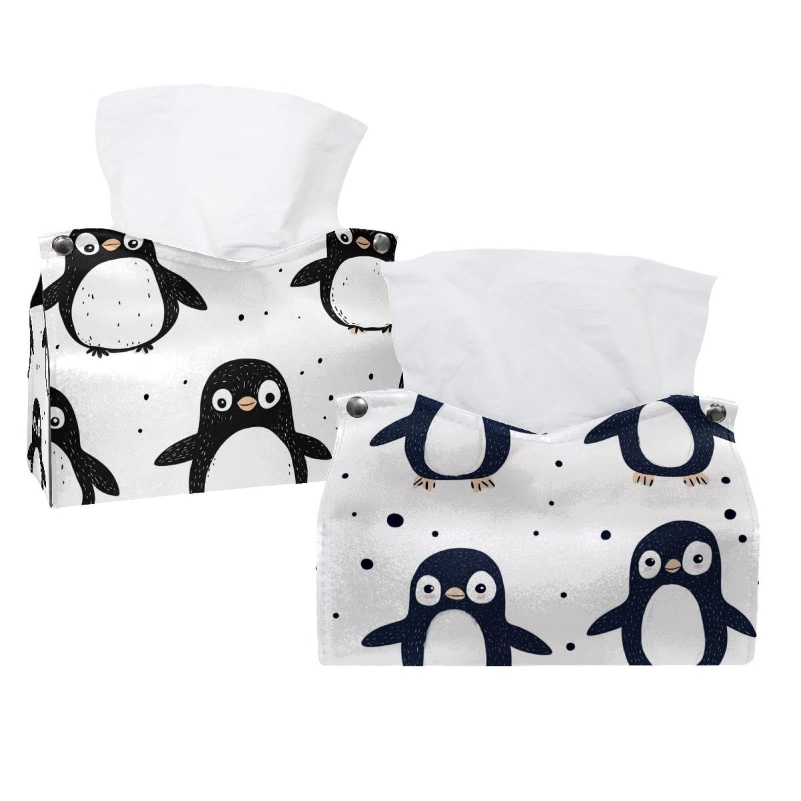 Boîte à mouchoirs en cuir pingouin x2 pour salle de bain