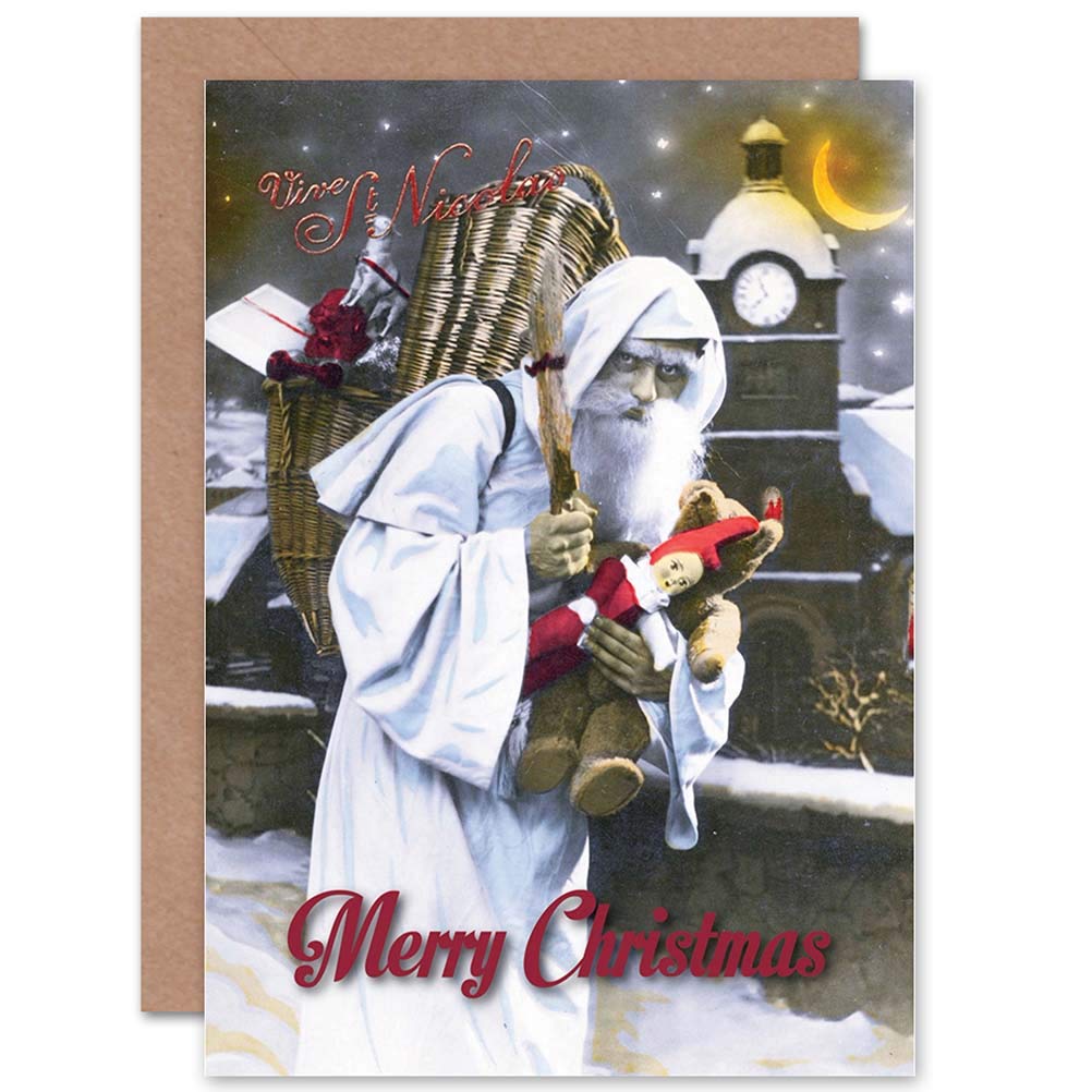 Christmas Xmas Merry Vive St Nicholas Present Blank Greeting Card With Envelope