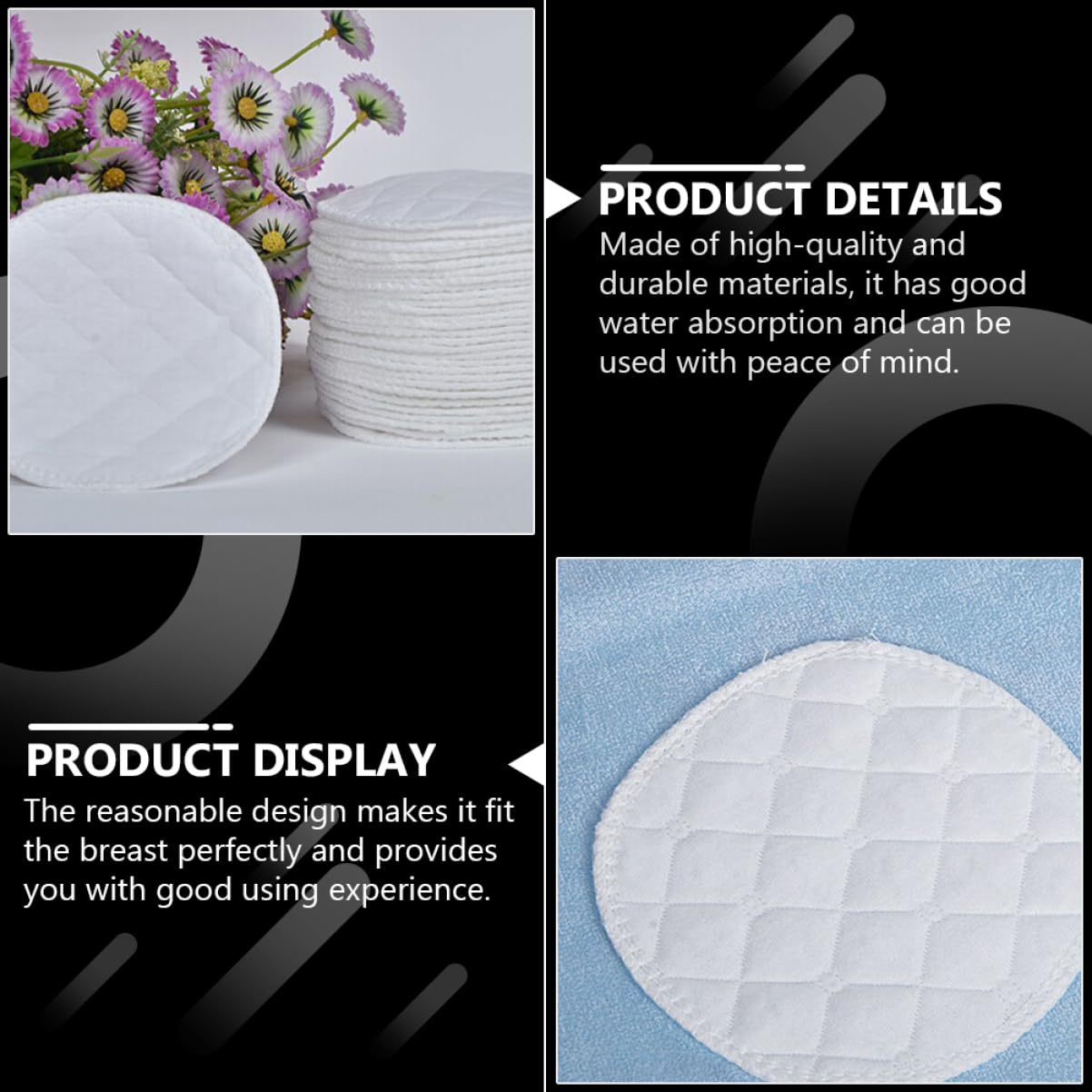 60pcs Washable Reusable Nursing Pads Mom Breast Pads Leak Comfortable for Women Nursing for Women