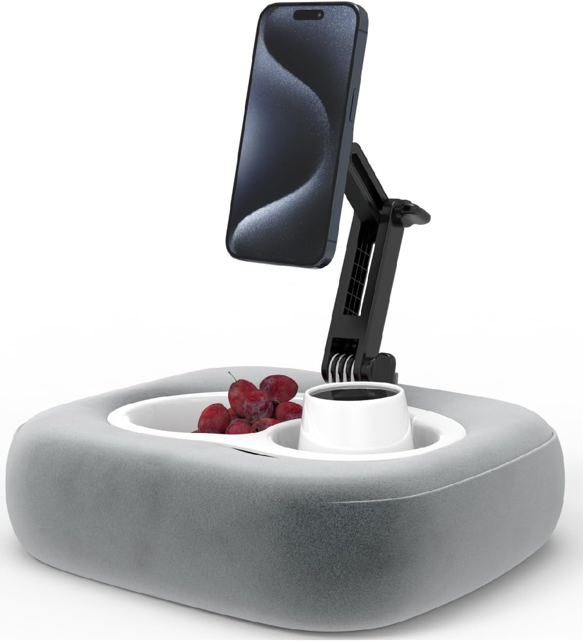 Pillow Magnetic Phone Holder, [Large Capacity Storage], 720° Rotation, Height Adjustable Pillow Cell Phone Holder Fit for 4-7 inch iPhone 17/16/15, Galaxy S25/24/23, Washable Plush Fabric