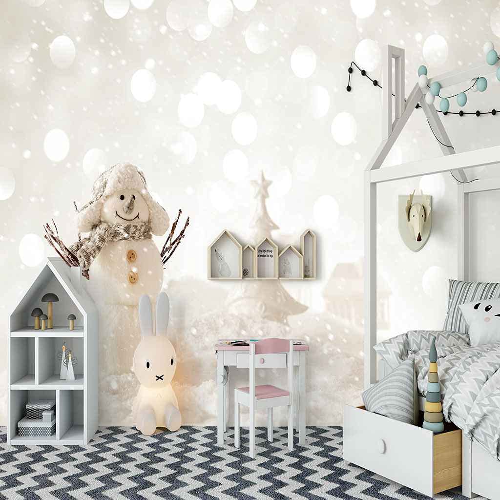Papier peint Noël lavable et auto-adhésif en canevas 3D pour décor mural