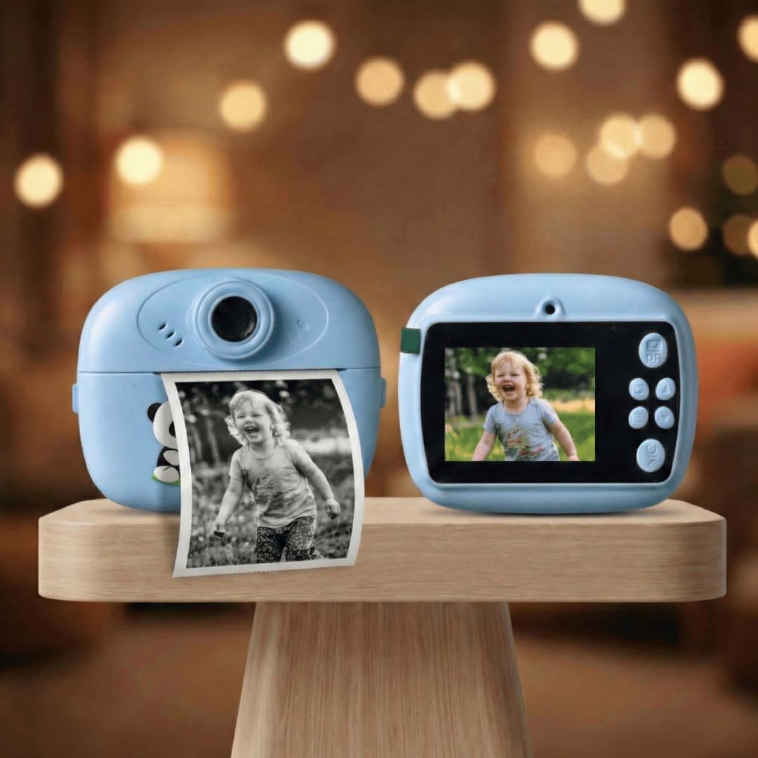 Instant Print Mini Camera for Kids & Adults | Inkless Thermal Printing | 2.4” Display | SD Card Support | Rechargable (Blue)-image-11
