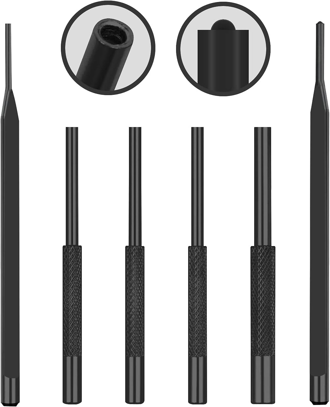 Gotical 4 -Pieces Roll Pin Punch Set and with Free Pivot Pin - Pieces Bolt Catch Install for Automotive, Watch Repair,Jewelry and Craft Punch Set - 1/16", 5/64", 3/32", 1/8" W/Roll Pin Install Tool