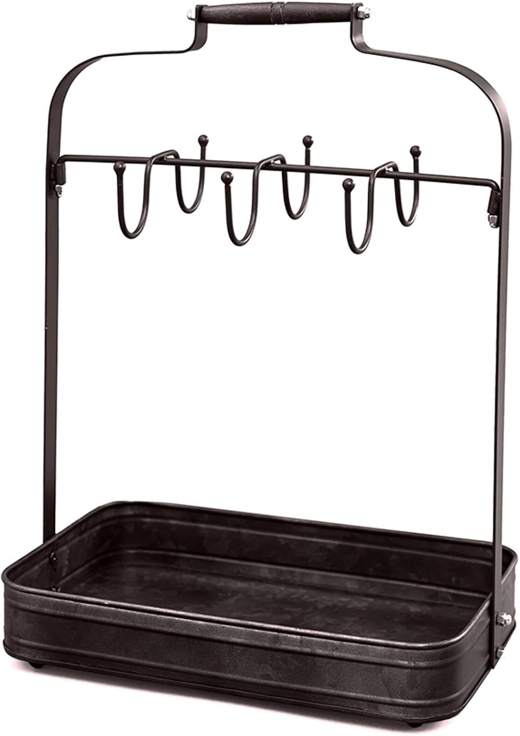 Lakeside Farmhouse Coffee Mug Rack Tray Kitchen Organizer Decor Black