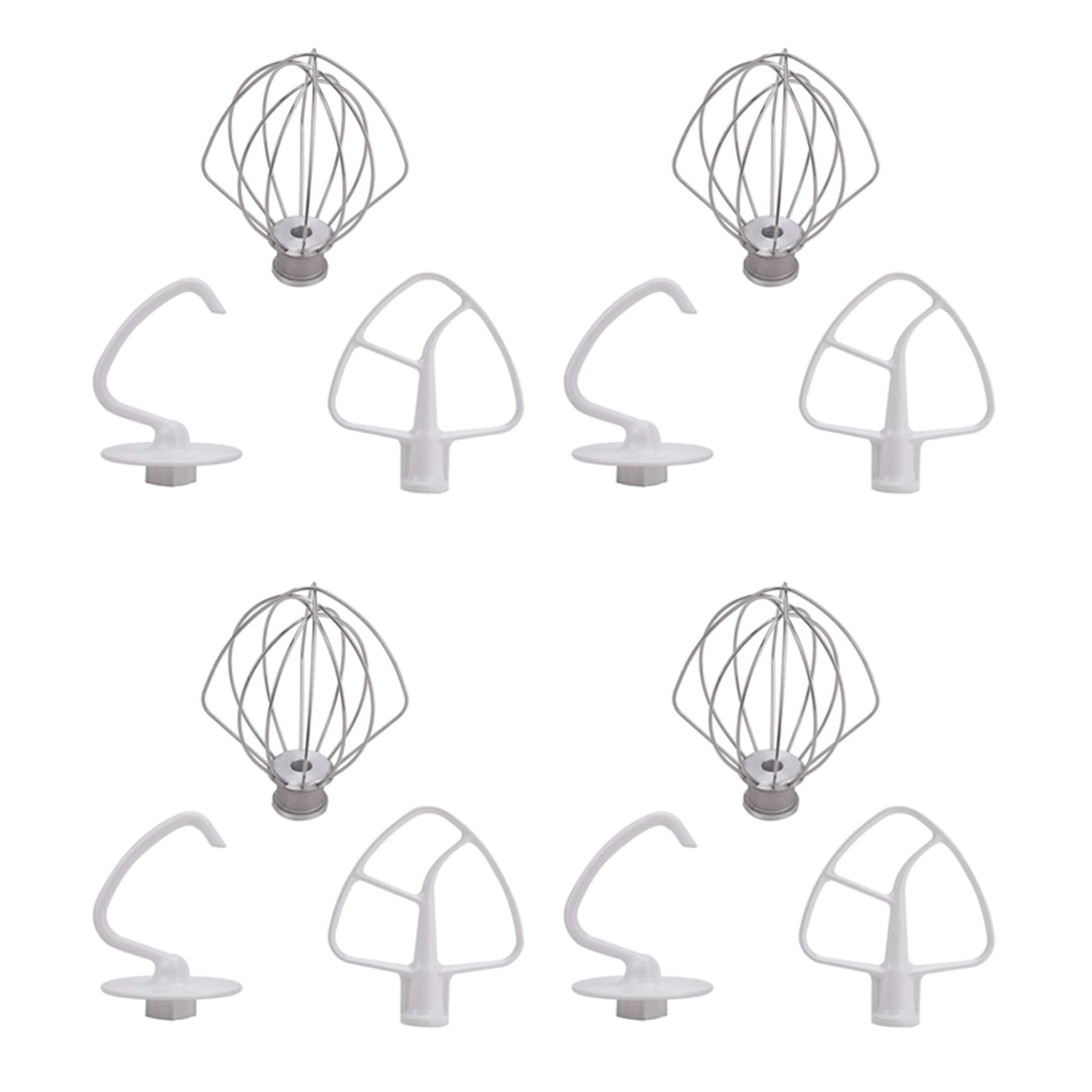 Hndhbfgrt 4X K45DH Dough Hook K45B Coated Flat Beater K45WW Wire Whip Fit for Stand Mixer with 4.5Qt 5 Qt Bowl for Kitchen Aid