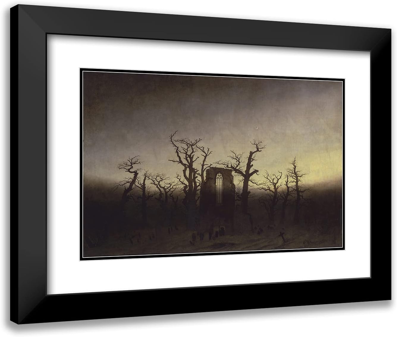 ArtDirect Caspar David Friedrich 24x17 Black Modern Frame and Double Matted Museum Art Print Titled - The Abbey in the Oakwood (Between 1809 and 1810)