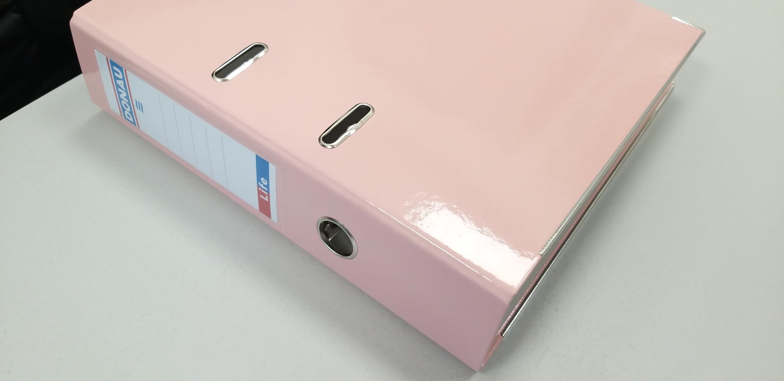 DONAU PREMIUM 25er Pack Ordner / A4/75mm - 7,5 cm/Rosa Pastell Kunststoffbezug PP/Papier/Schlitzordner Büroordner Aktenordner Metall Kantenschutz/Mit glänzender Oberfläche